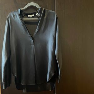 VINCE | Satin Band Collar Blouse  | Black | S | Never-worn